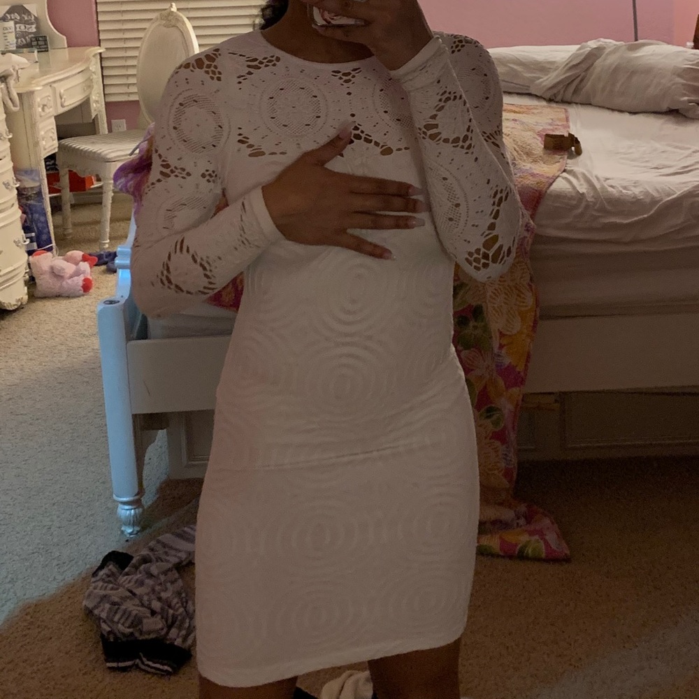 White BEBE bodycon dress